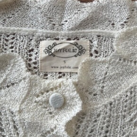 Joyfolie Jelina Button Down High Low Crochet Sweater in Cream NWOT - Size S - Picture 13 of 13